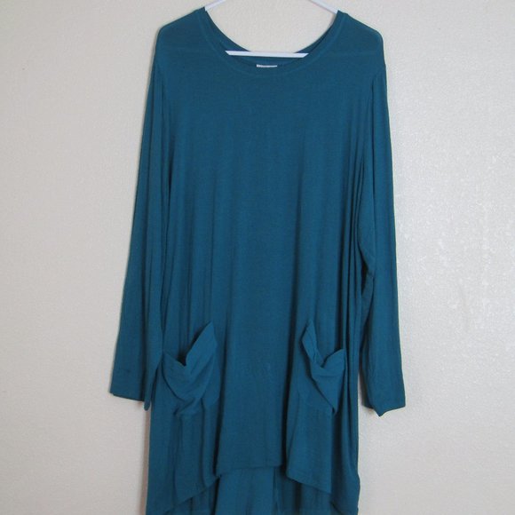 LOGO by Lori Goldstein Tops - LOGO Lori Goldstein Teal Chiffon Detail Tunic, 3X